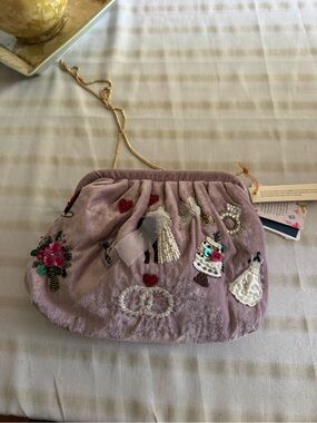 Maeve Wedding Embellished Velvet  Bag with Gold Chain